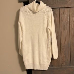 White turtle neck sweater dress